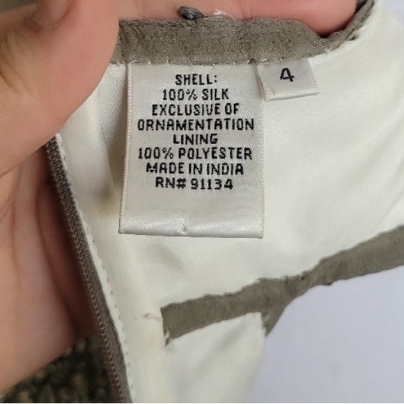 Scala Off the Shoulder Sequin Silver Silk Dress - Picture 9 of 12